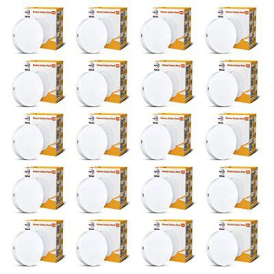 Wipro Polycarbonate Garnet 12W Rimless Round Led Surface Panel|Warm White Light (2700K) for Ceiling|Pack of 20