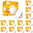 Wipro Polycarbonate Garnet 12W Round Downlight Junction Box | Cool White (6500K) | Pack of 12...