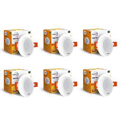 Wipro Polycarbonate Garnet 3W Led Mini Downlight | Cool White (6500K) | Cutout-2.3 Inch | Pack of 6
