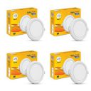 wipro Polycarbonate Garnet 7W Round Led Alpha Panel | Warm White Light (2700K) | Recessed Down Light for False Ceiling | Cutout - 82Mm | Pack of 4...