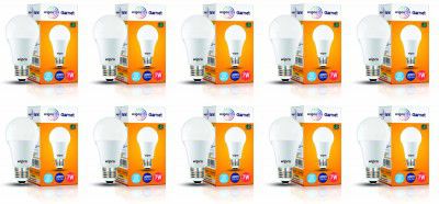 Wipro Polycarbonate Garnet Base E27 7-Watt Led Bulb (Pack of 10, Cool Day Light)