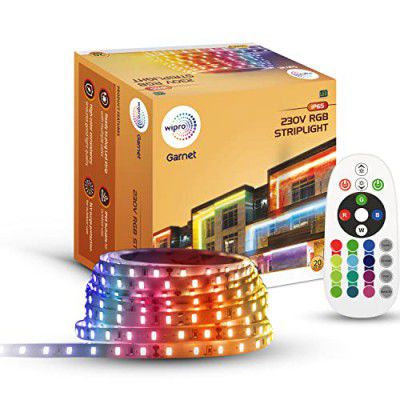 wipro RGB Led Strip Light | 60 LEDs/Mtr | 24 Keys Ir Remote Controlled RGB Color Changing Light, 20 Meters