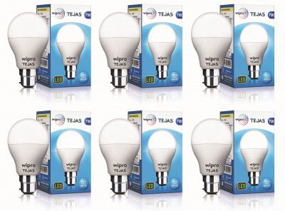 Wipro Tejas Base B22 7-Watt LED Bulb (Pack of 6, Cool Day Light)