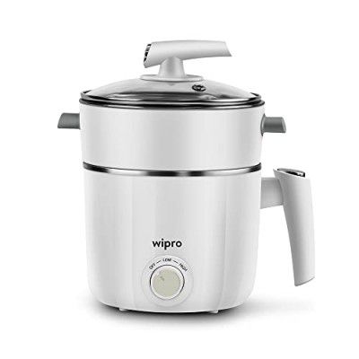 Wipro Vesta 1.2 l multicooker Kettle | Concurrent Cooking (White, 600 Watt)