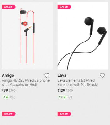 Wired Earphone with Microphone starting at ₹99
