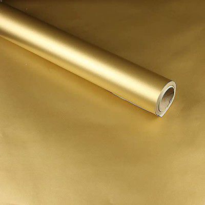 WISDOM™ Gold Metallic Adhesive Vinyl Wrap Vinyl Sheet Car Wrap Film Self Adhesive Car and Motorcycle Sticker Decal, DIY Decoraton (12x84, Gold Metallic)