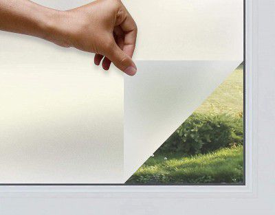 WISDOM™100% Privacy Vinyl Frosted Window Self Adhesive Glass Film Static Cling Glass Film No Glue Anti-UV Window Sticker Non Adhesive (20" by 60" inches, 100% Privacy Frosted)
