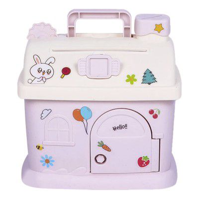 WISHKEY Cottage House Shaped Piggy Bank (Pink)