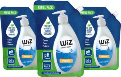 Wiz pH-Balanced Extra Moisturizing Peach Hand Wash Refill Pouch (3 x 750 ml)
