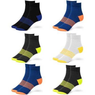 Wiz Socks for Men, Ultimate Premium Cotton Socks, Breathable, Ankle-Length Socks for Men & Women (Unisex), Free Size, Multicolor Pack of 6