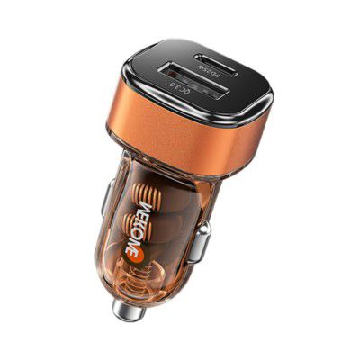 WK LIFE BORN TO LIVE-Car Charger with Transparent A+C Fast Charging, Supporting PD25W
