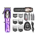 WMARK NG-9003 Ultra Premium Professional 10000 RPM magnetic motor Zero Gapped Hair Clipper set 440C Fade Blade 6 Magnetic Guide Comb Taper Lever Adjustments Adaptor Charging Pod & Stand, Purple...