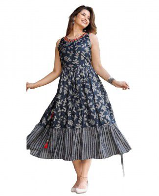 WNESY Womens Printed Anarkali Sleevless Kurti