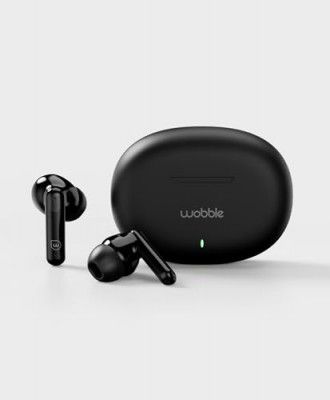 Wobble Beans E27 in Ear TWS Intuitive ENC Earbuds, IP55 Rated, BT v5.3, Touch & Voice Controls, Playback Upto 35hrs - Black