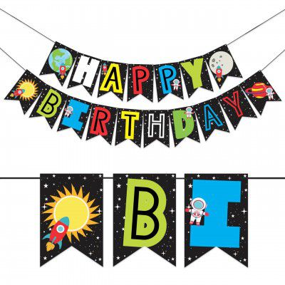 Wobbox Birthday Bunting Banner Multicolor Happy Birthday Star and Moon Theme