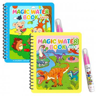 Wobbox Magic Book With Magic Doodle Pen - Reusable Magic Water Quick Dry Book, Magic Water Cooring Book (Pack of 2) (4Pcs)