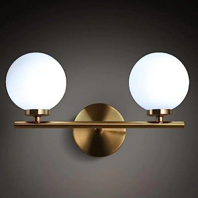 WOKE Double Globe at 180 Degree Indoor/Outdoor Wall Light/Wall Lamp Lighting for Decor Home/Living Room- Golden and Milky,Corded Electric (Without Bulb) 78949