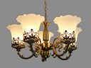 WOKE Portuguese Style Brass Antique Finish Ceiling Mounted Hanging Pendant Chandelier Architectural Design Lamp Light with Clear & Frosted Glass Shades (8893/5C) 123967...