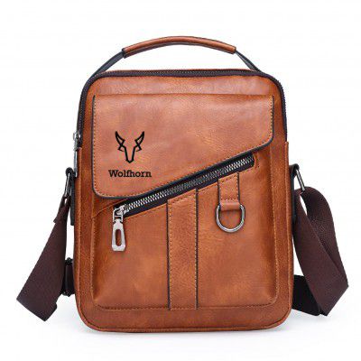 Wolfhorn Premium Leather Messenger Bag | Handmade Vintage Style Shoulder Ideal for Business, Work and Travel |