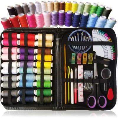 Wolpin 100 PCS Sewing Kit PU Bag | Sewing Stitching Supplies 
