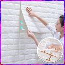 Wolpin 3D White Brick Wallpaper for Wall PE Foam Wall Stickers Self Adhesive DIY Wall Decor...