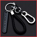 wolpin Anti-Lost Car Keychains With Phone Number Tag Metal Keychain Double Pendant Keyring For Car, Bike, Office Home, Black...