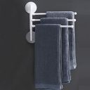 Wolpin Plastic Swing Hanger Towel Rack/Holder for Bathroom Self Adhesive Towel Stand/Bathroom Accessories Long Towel Bar, Folding 3 Arms (32 cm, White)...