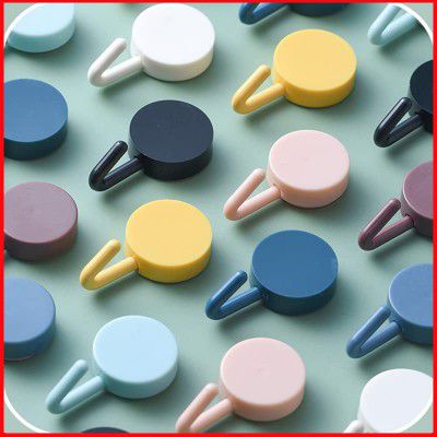 Wolpin Self Adhesive Wall Hooks Round Hooks | (Pack of 10 Pcs)