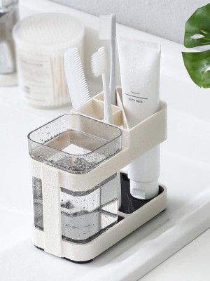 Wolpin Toothbrush Holder Plastic Stand (5.5 x 7.5 x 12 CM) 