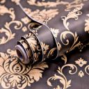 Wolpin Wall Stickers DIY Wallpaper (45 x 500 cm) Black Damask Luxury Self Adhesive Decals Living Room Bedroom Decoration, Black...