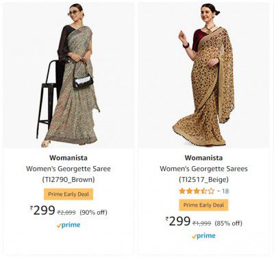 Womanista Women's Georgette Sarees upto 90% off