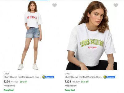 Womans T-Shirt upto 85% off