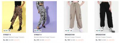 Women Cargo Pants upto 90% Off Starts At Rs 314
