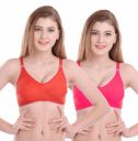 Women Cotton T-Shirt Non Padded Non-Wired Bra (Pack of 2)...