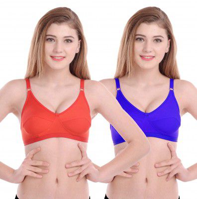 Women Cotton T-Shirt Non Padded Non-Wired Bra (Pack of 2)