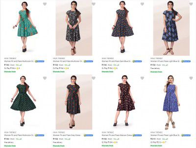 Women Fit and Flare Dress @ ₹190