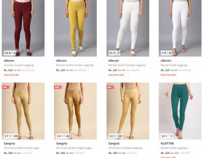 Women Leggings Upto 85% off Starting From Rs.150