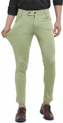 WOMEN MODE Men Regular Fit Light Green Cotton Blend Trousers