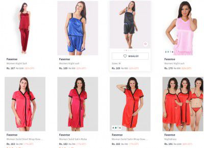 Myntra :  Women Nightsuit Upto 86% off From rs 167
