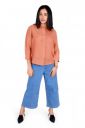 Women Orange Women's 3/4 Sleeve Button-Up Shirt...