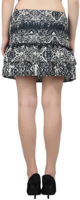 Women Printed A-line Black Skirt
