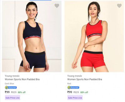 Women Sports Non Padded Bra @ ₹99