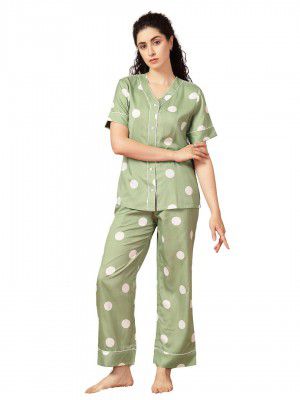 Women Striped Sarin Night Suit | Soft & Comfortable Nightwear (Red&Blue)