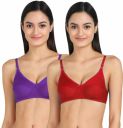 Women T-Shirt Cotton Non Padded Non-Wired Bra (Pack of 1,2,3,5,6) (Color : Multi)...