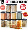 Womens 1st Choice Plastic Grocery Container - 1200 ml  (Pack of 12, Black)...