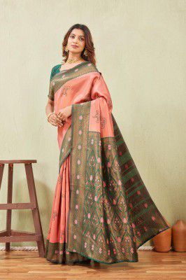 Women’s Banarasi Silk Saree with Rich Pallu, Jacquard Zari Weaving Work & Unstitched Blouse Piece, Traditional Ethnic for Wedding, Party & Festive Occasion