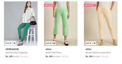 Women's Bottoms @ 85% off | Starting from ₹149 (Jeans, Palazzos, Skirts, Track Pants & more)