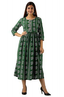 Womens Cotton Bandhej Printed Anarkali Kurta/Kurti