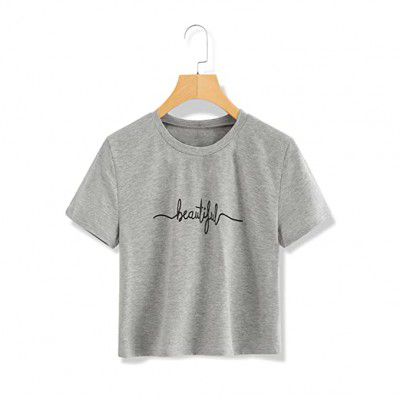 Womens Cotton Blend Beautiful Printed Stylish& Trendy Crop Tee/Crop T Shirt