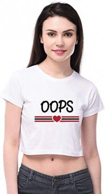 Womens Cotton Blend Oops Printed Stylish& Trendy Crop Tee/Crop T Shirt
